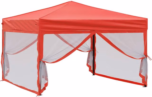 Carpa plegable para fiestas SYFAX con paredes laterales en color rojo, An/P/Al: 3 x 3 x 2,45 m