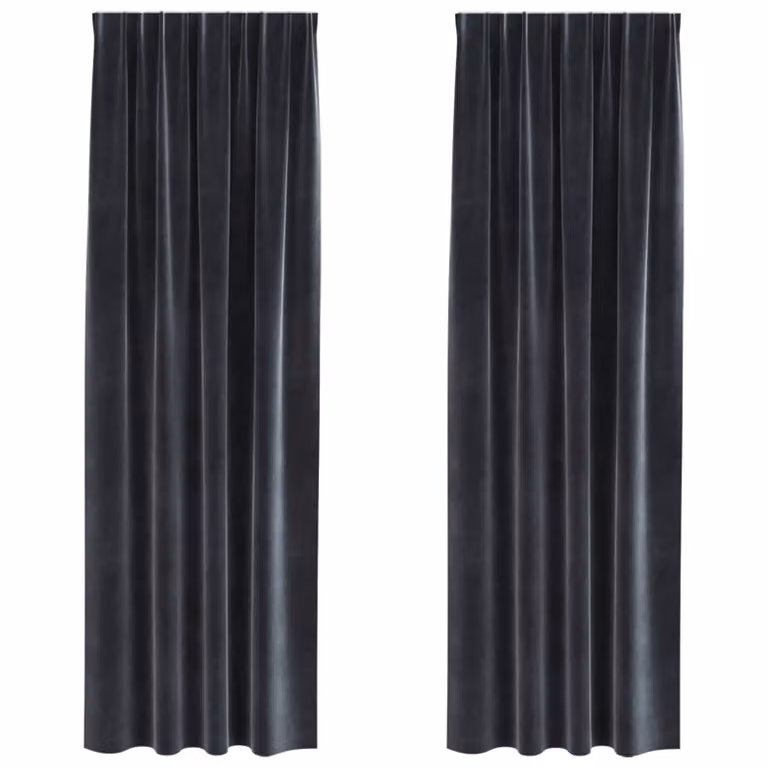 Set de 2 cortinas blackout de terciopelo vidaXL en gris, An/Al: 140 x 260 cm