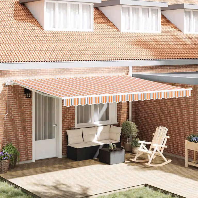 Toldo retráctil Syfax multicolor con brazos plegables de aluminio y tela de poliéster An/P: 450 x 300 cm
