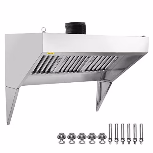 Campana extractora comercial VEVOR de acero inoxidable color plata con 3 filtros de aceite extraíbles, An/P/Al: 210 x 53 x 53 cm