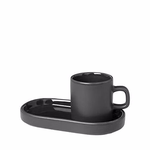 Juego de 2 tazas de café expreso Pilar de Blomus en gres color verde agave, capacidad de 50 ml, Al x An x P: 6 x 7,5 x 5 cm
