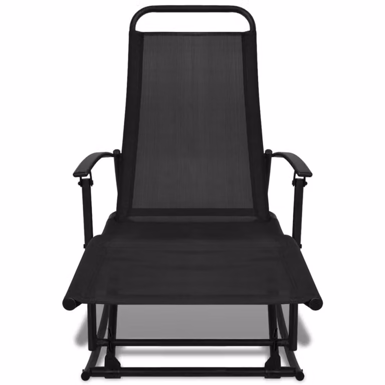 Silla mecedora de jardín Syfax en color negro con acabado mate y reposabrazos