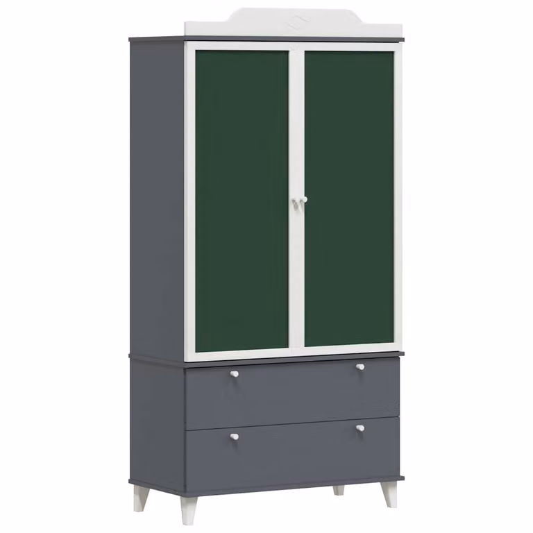 Mueble de almacenamiento creativo ROROS para niños vidaXL en madera color gris, blanco y verde con puertas batientes y estantes internos