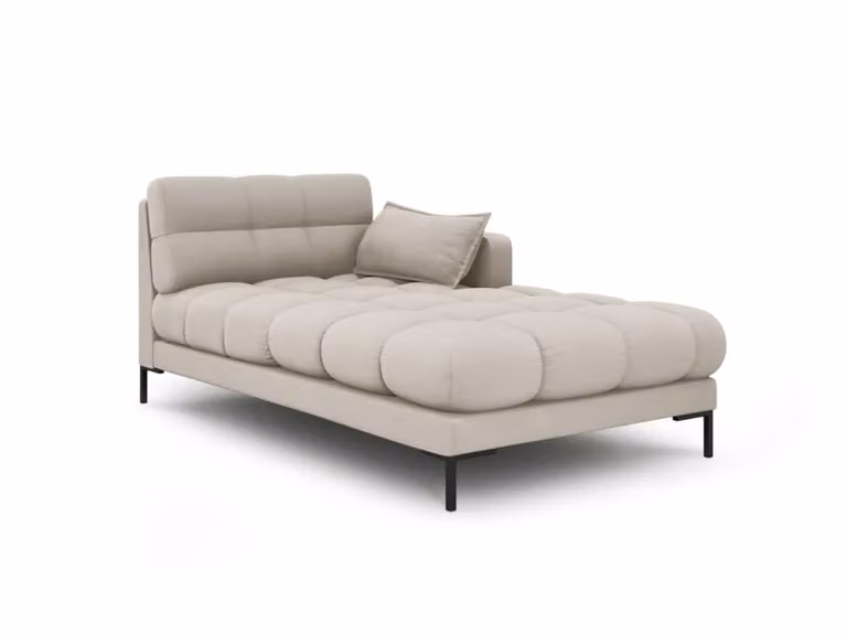 Sofá chaise longue en forma de L Micadoni Home color beige con estructura de madera y metal para tu salón