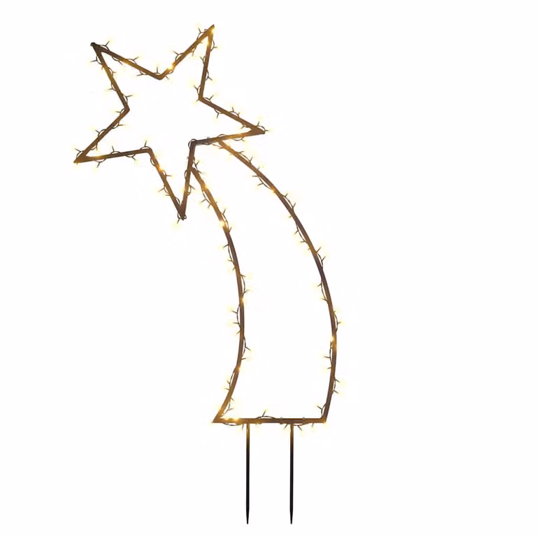 Estrella fugaz de luces de Navidad vidaXL con 115 LED blanco cálido y estacas, Altura: 89 cm