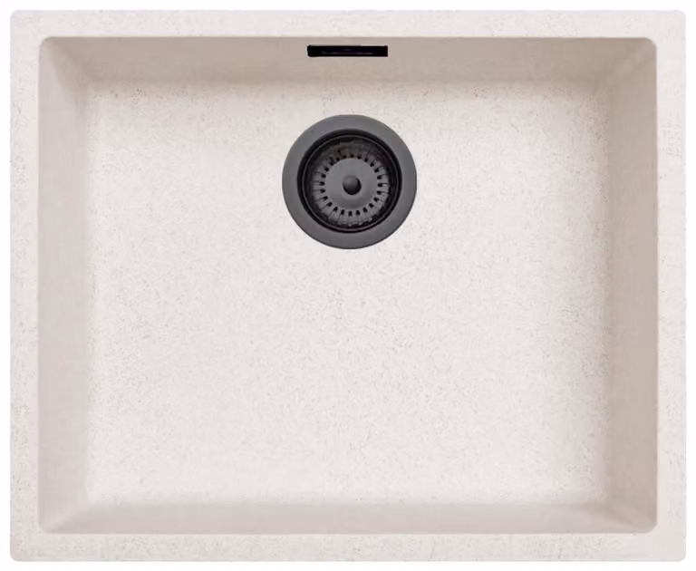 Fregadero de cocina Pure.Sink de granito compuesto en color arena blanco, An/P: 50 x 40 cm