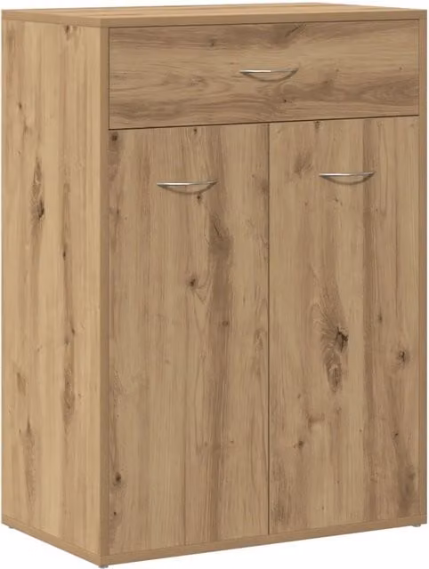 Zapatero moderno HELLOSHOP26 con puertas y cajón en acabado roble marrón An/P/Al: 60 x 35 x 84 cm