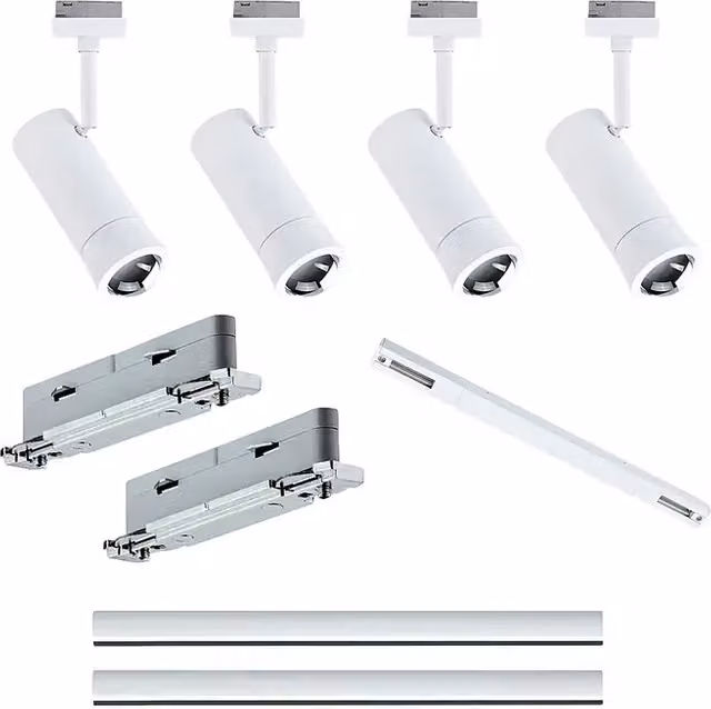 Set básico de carril URail de Paulmann con alimentación central Zigbee, LED RGBW regulable con mando a distancia, color blanco (9 unidades)
