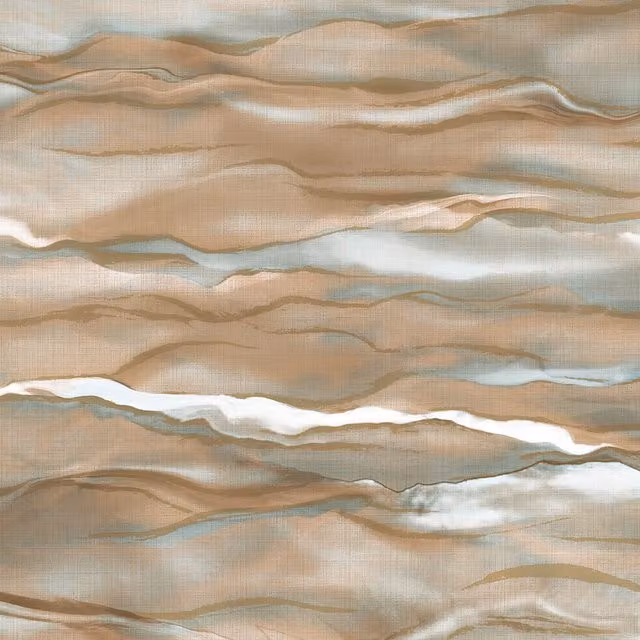 Papel pintado vinílico Profhome SA524046-DI con diseño abstracto gofrado y acentos metálicos en beige, bronce, blanco, crema y turquesa