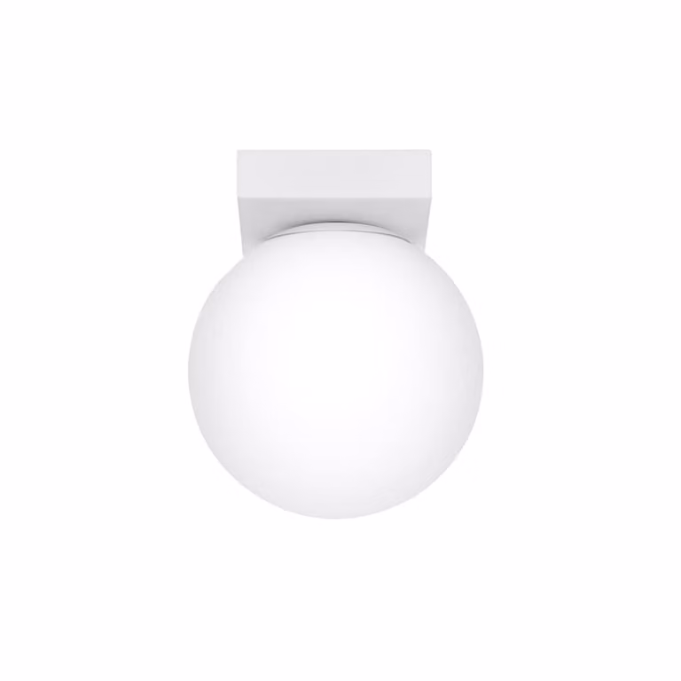 Lámpara de techo moderna Sollux Lighting en color blanco y metal con diseño de esfera, Altura: 15 cm