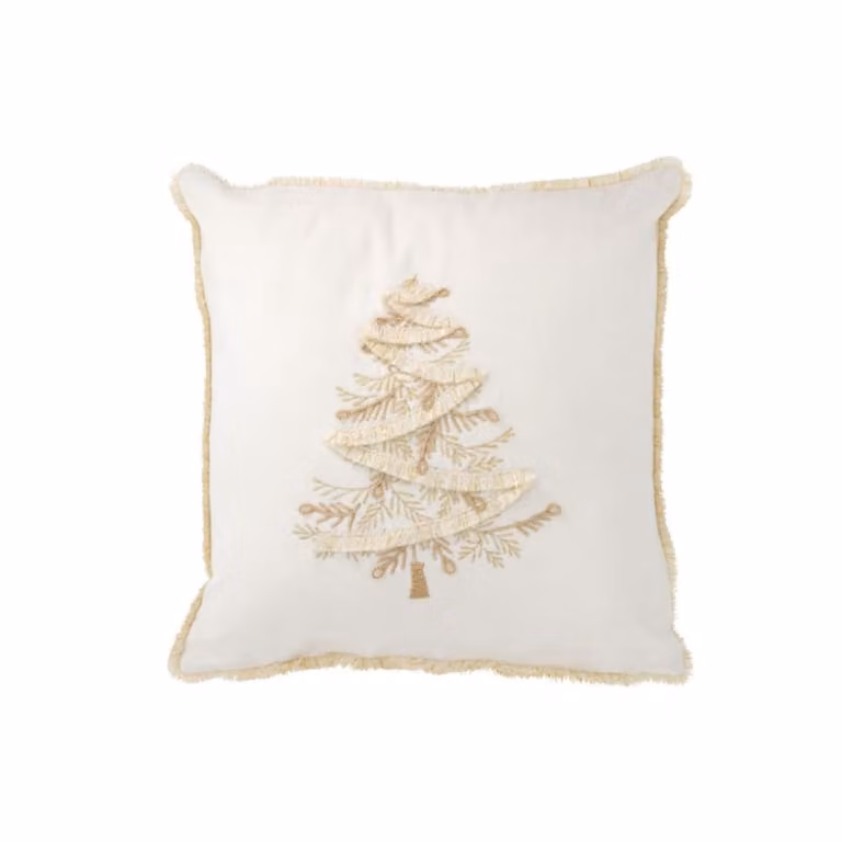 Cojín cuadrado J-line de tela blanca para adultos An/An/Al: 45 x 45 x 3,75 cm