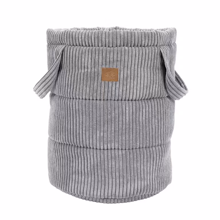 Cesta para juguetes MeowBaby de textil gris con asas para habitación infantil An/P/Al: 50 x 39 x 42,12 cm