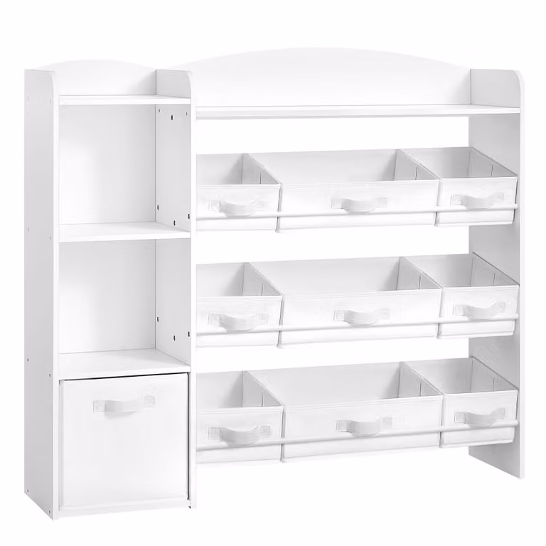 Estantería infantil Songmics de estilo moderno en color blanco con 9 cestas y 1 cajón, An/P/Al: 113,1 x 30 x 104 cm