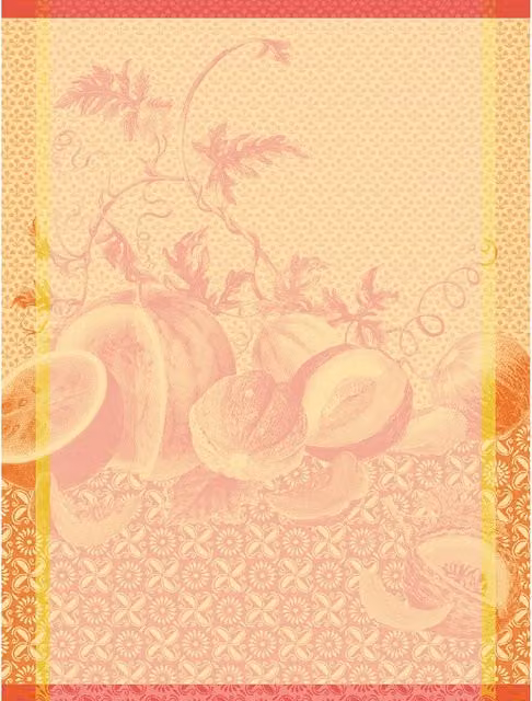 Paño de cocina de algodón con diseño floral naranja de Le Jacquard FranÇais
