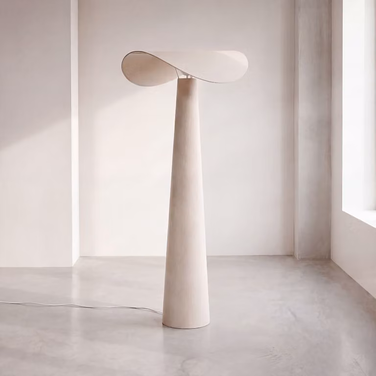 Lámpara de pie Maisons du Monde con pantalla de tela beige y diseño clásico, Altura: 178 cm