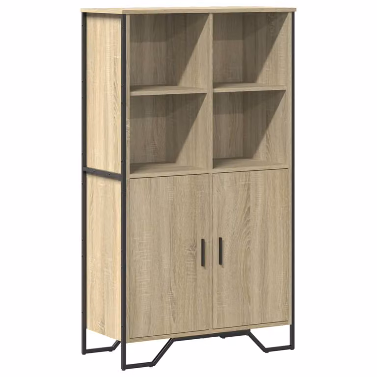 Aparador alto vidaXL de madera de roble Sonoma en color marrón con puertas y estantes internos, An/P/Al: 79,5 x 35,5 x 137,5 cm