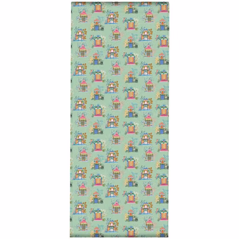 Tela intercambiable para tumbona Vent de Bohème con estampado de templos laguna en color verde y diseño gráfico de estilo boho