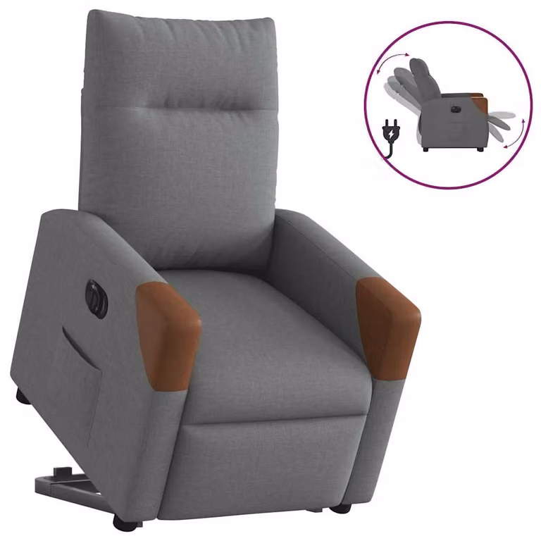 Sillón eléctrico reclinable y elevable vidaXL en tela gris oscuro para mayores con reposabrazos