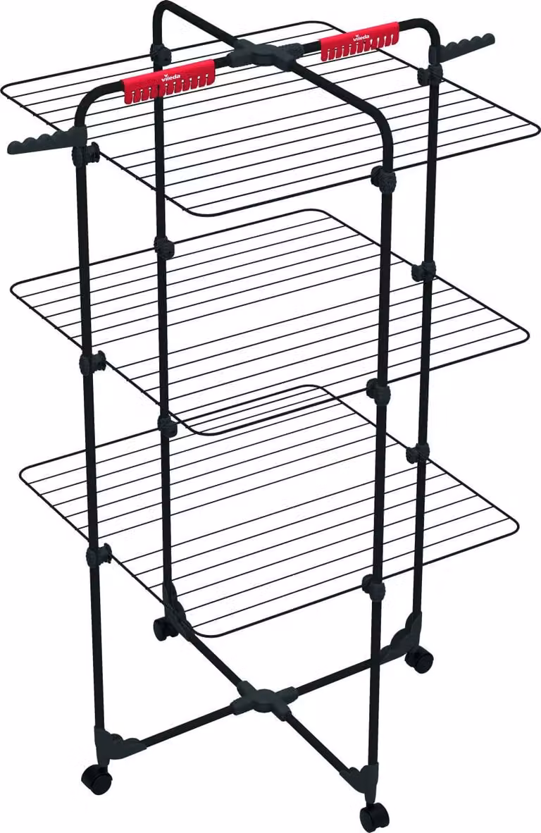 Tendedero de interior plegable de 3 niveles con ruedas Vileda color negro An/P/Al: 93 x 71 x 131 cm