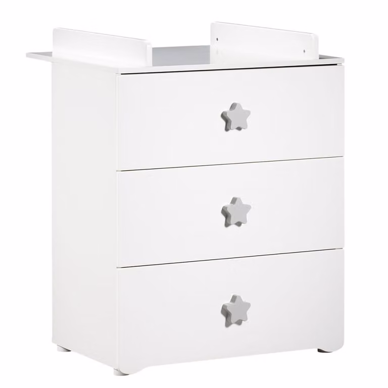 Cambiador de 3 cajones Baby Price moderno en blanco y gris para habitación infantil
