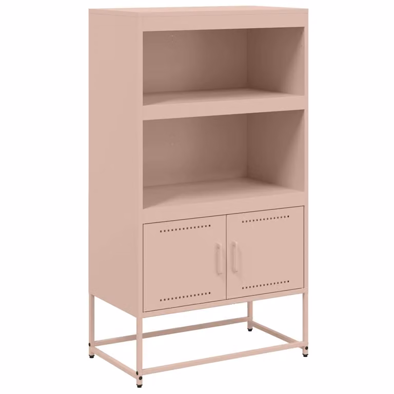 Aparador de acero rosa vidaXL con puertas batientes y estantes internos para salón o dormitorio An/P/Al: 68,5 x 38,5 x 123,5 cm