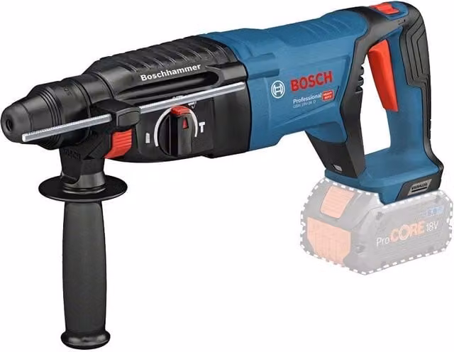 Perforador de batería Bosch Professional GBH 18V-26 D color azul con maletín de transporte
