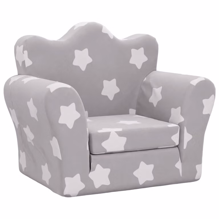 Sofá cama infantil de felpa suave vidaXL en gris con diseño de puntos, An/P/Al: 54 x 45 x 34 cm
