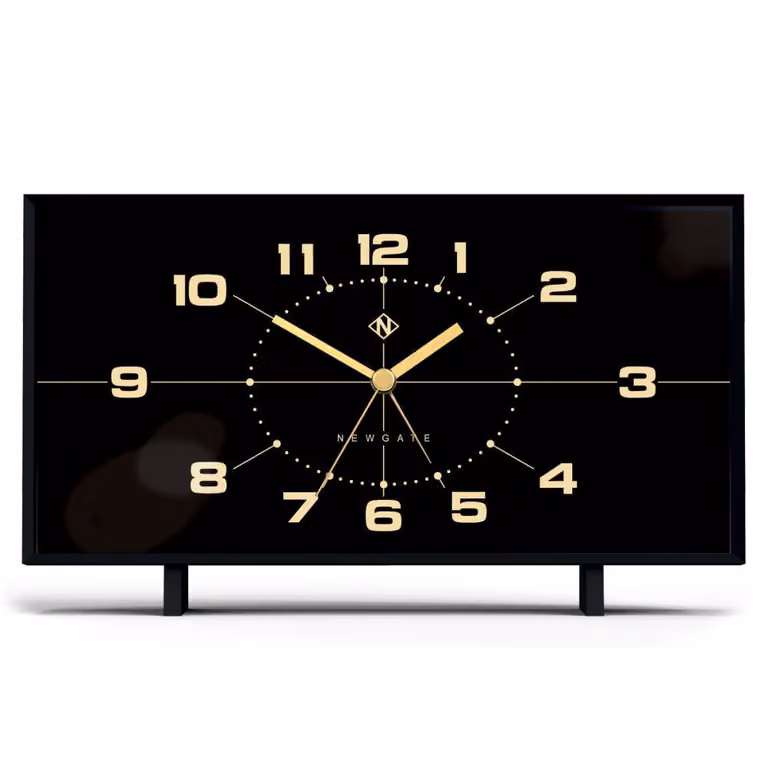 Reloj despertador de sobremesa Newgate con diseño mid-century, analógico y mecanismo de cuarzo silencioso en color negro