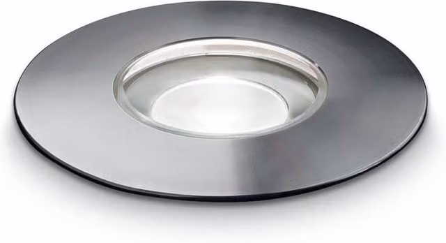 Foco Empotrable Exterior LED Ideal Lux Rocket en color plata con acabado de aluminio y cristal transparente para jardín o terraza
