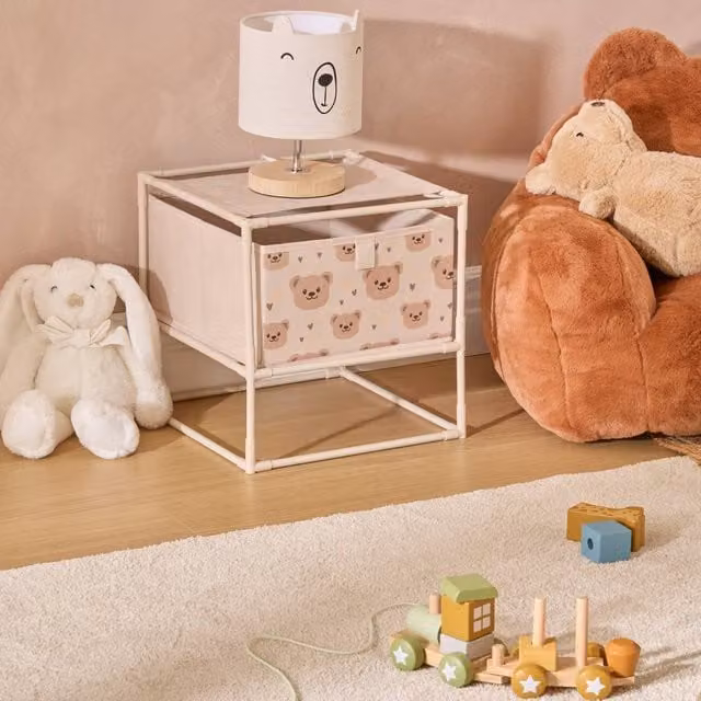 Mesita de noche infantil Tissa de Atmosphera con estampado de ositos en color beige, An/P/Al: 30,5 x 30,5 x 31 cm