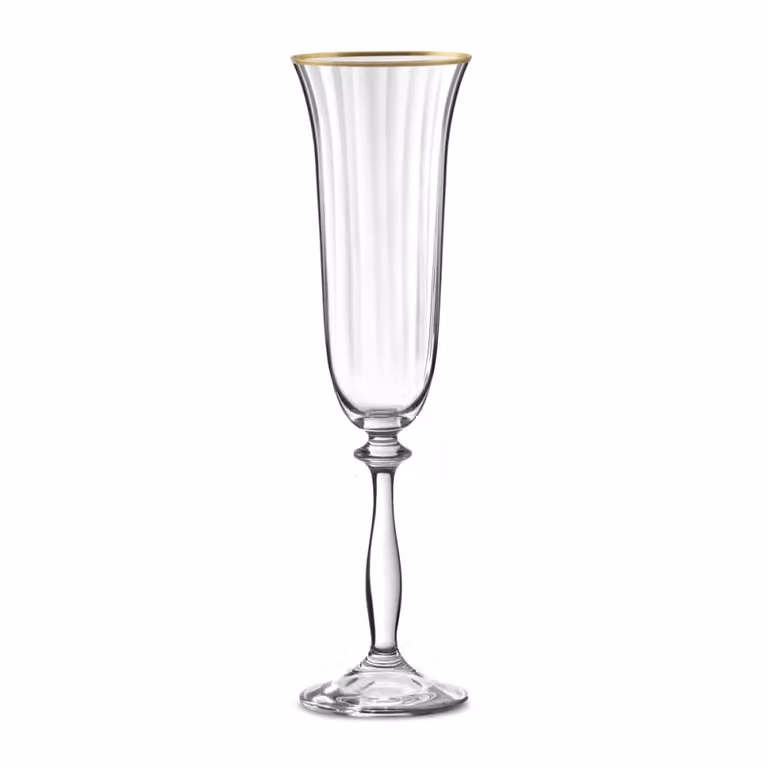Juego de 6 flautas de champán Chef&Sommelier de cristal transparente y detalles dorados de 190 ml