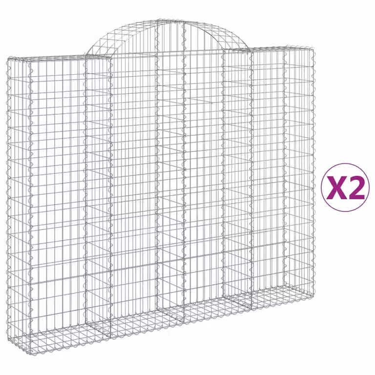 Set de 2 cestas gaviones Syfax con forma de arco en acero galvanizado color gris An/P/Al: 200 x 30 x 160/180 cm