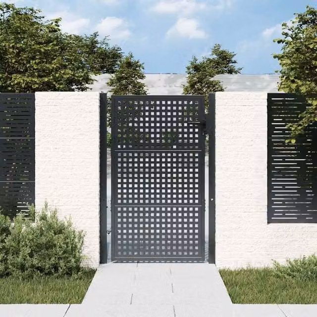 Puerta de jardín simple de acero con malla de alambre vidaxl, color antracita, An/Al: 105 x 200 cm
