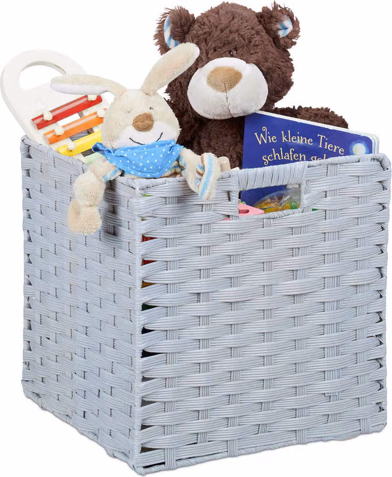 Set de 3 cestas de almacenamiento de Relaxdays con efecto trenzado y asas, ideales para baño o habitación infantil, color gris, An/P/Al: 31 x 32 x 30 cm