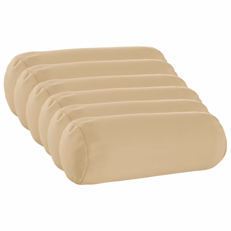Set de 6 fundas de almohada ovaladas vidaXL HEERLEN en poliéster color beige, An/Al: 15 x 40 cm