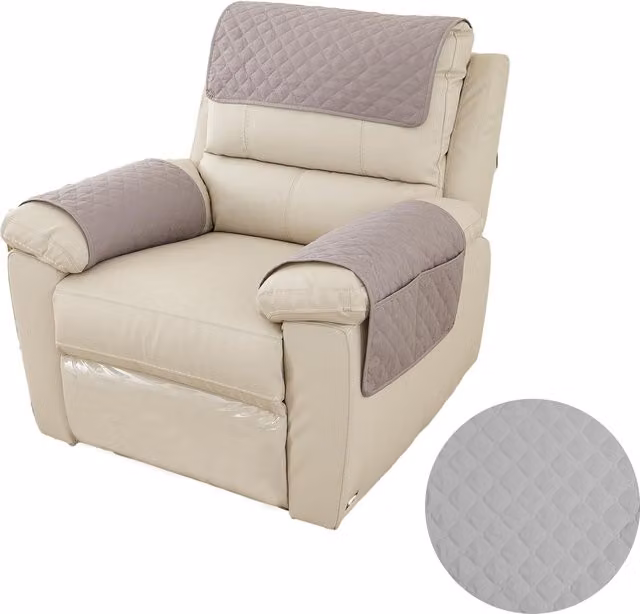 Funda Impermeable y Antideslizante para Sillón Reclinable de 1 Plaza Gabrielle en Poliéster Lavable Disponible en Gris o Beige