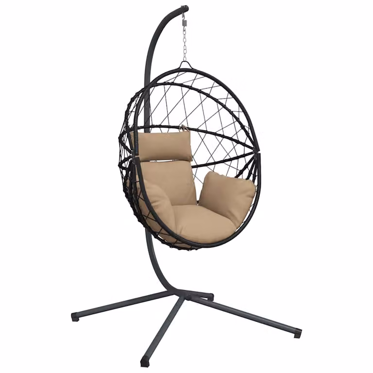 Silla colgante huevo vidaXL con soporte de acero y tela en color gris taupe