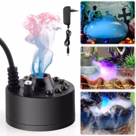 Generador de niebla MIMIY, nebulizador ultrasónico con LED y rociador de agua de 350 ml/h para fuentes en colores azul o negro