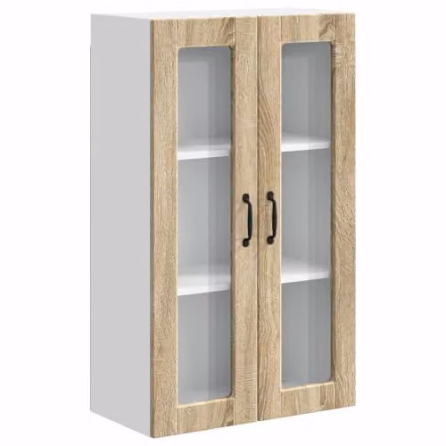 Armario de cocina moderno Helloshop26 con estantes y puertas batientes en madera de roble color marrón, An/P/Al: 60 x 31 x 100 cm