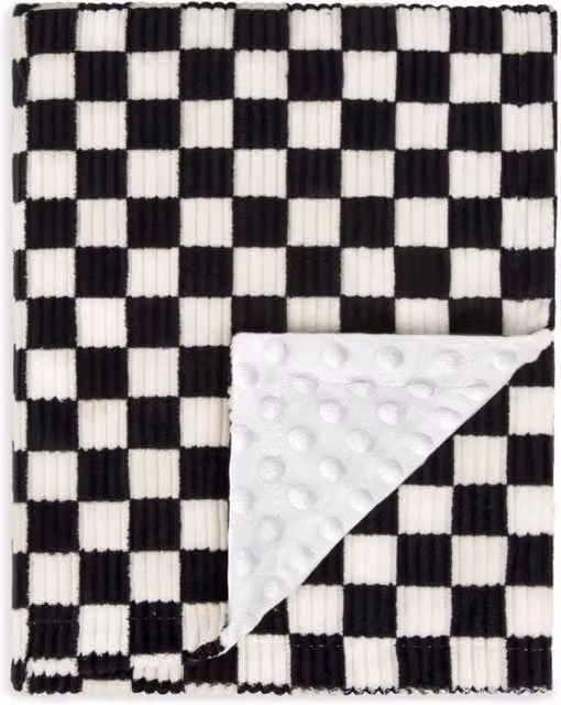 Manta para bebé XISRENS de forro polar coral con estampado de lunares en color negro, 70 x 100 cm