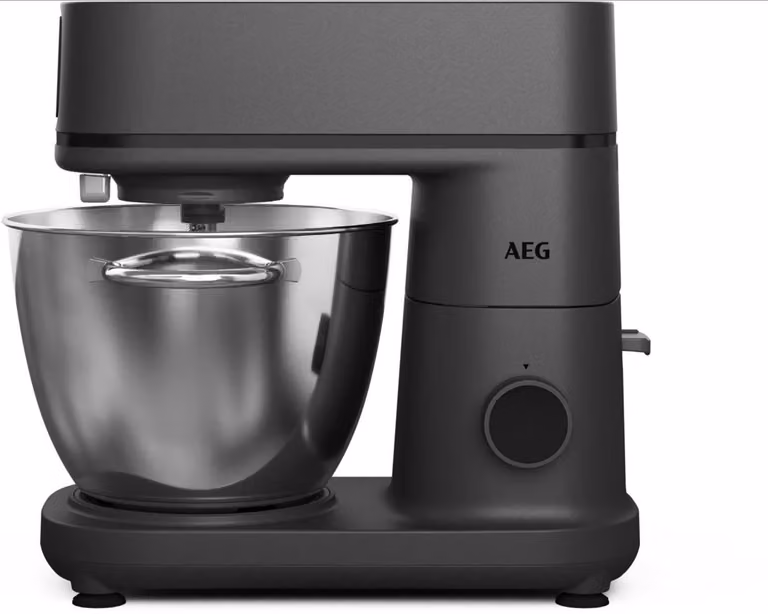 Batidora de pie AEG KM7-1-4BPT negra con bol de acero inoxidable de 6 litros y 1200 W