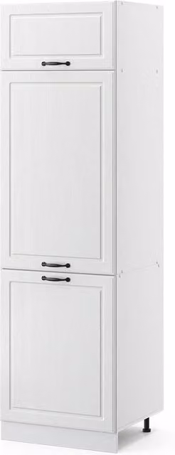 Armario para frigorífico empotrado Vicco R-Line estilo casa de campo en color blanco mate, An: 60 cm, P: 60,4 cm, Al: 206,8 cm