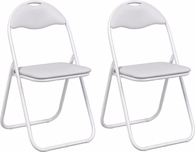 Set de 2 sillas plegables vidaXL en cuero sintético blanco An/P/Al: 48 x 43,5 x 81 cm