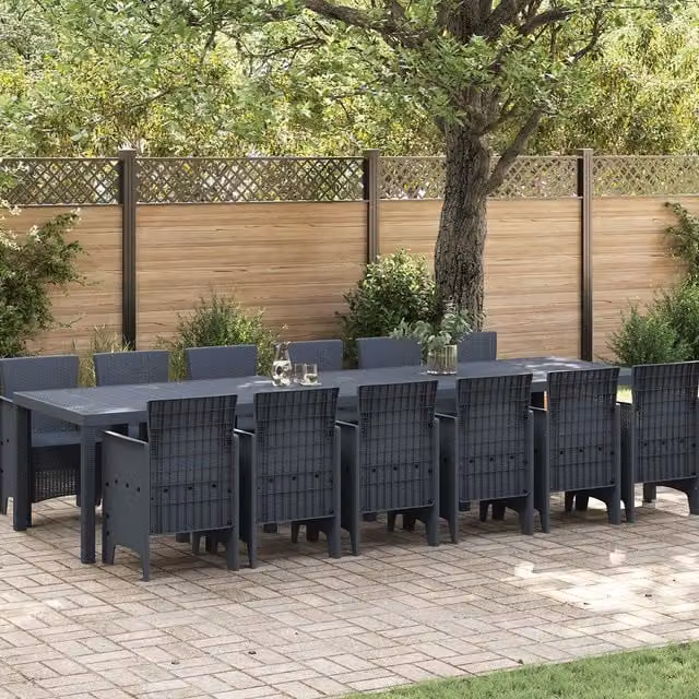 Conjunto de comedor de jardín de 13 piezas vidaXL en ratán sintético color antracita