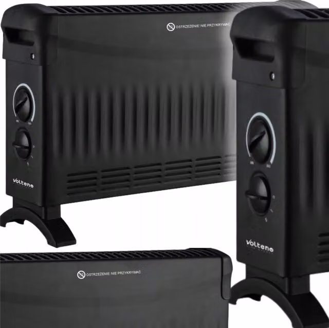 Radiador convector Volteno de 1500W en color negro y acabado metálico