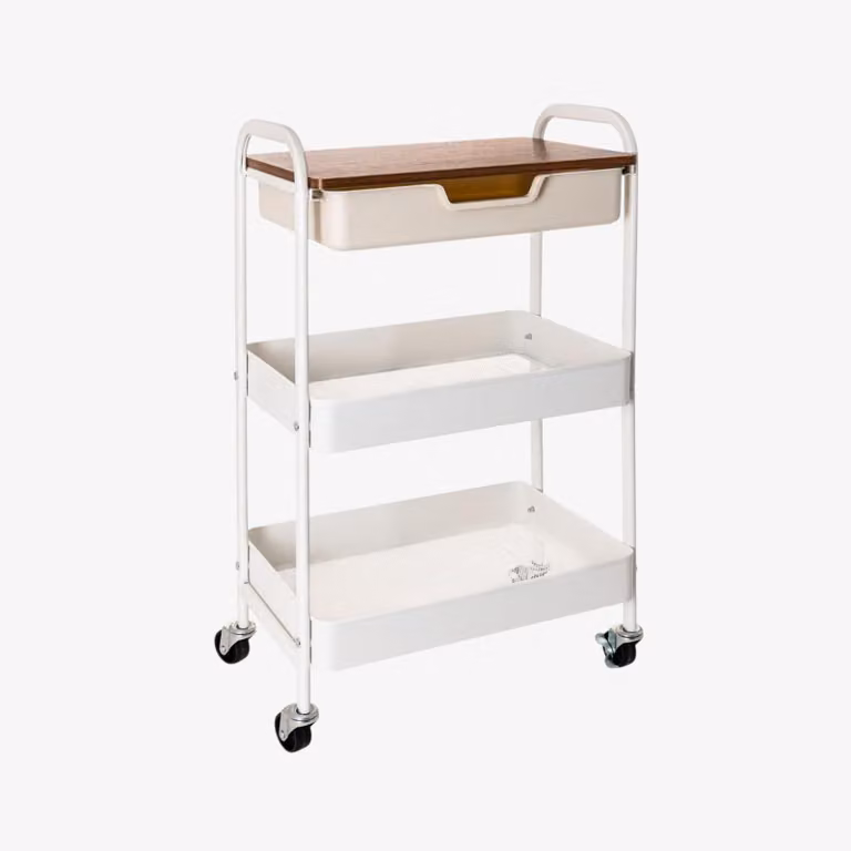 Carro de cocina moderno Casa Viva de metal blanco con ruedas An/P/Al: 47 x 31 x 75 cm
