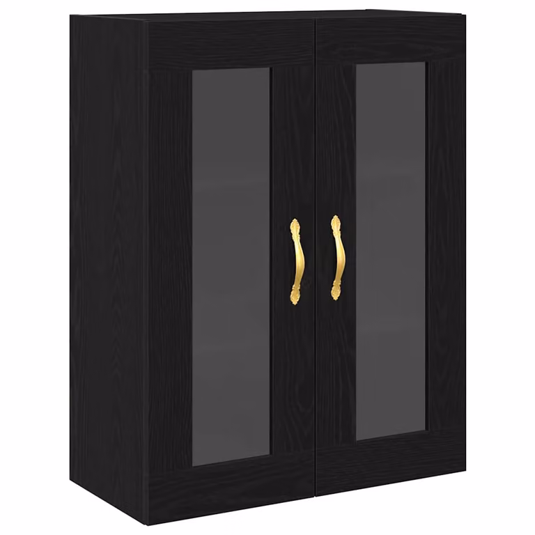 Armario de pared moderno vidaXL en roble negro con puertas de cristal para salón An/P/Al: 69,5 x 34 x 90 cm