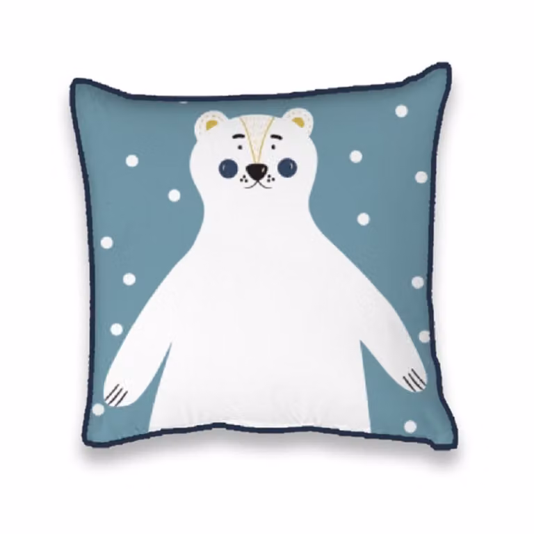 Cojín infantil cuadrado de algodón con estampado de animales en azul de Future Home, 40 x 40 cm