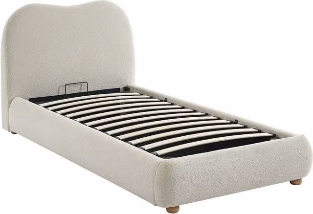 Canapé abatible Vanari en tela bouclé color beige de 90 x 190 cm