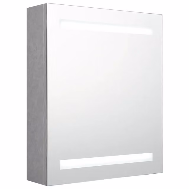 Armario de baño moderno HELLOSHOP26 con espejo LED e iluminación interior en color gris hormigón, An/P/Al: 50 x 14 x 60 cm